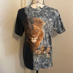 Y2K Visions Lion Nature Print Tie Dye Graphic Shirt Boho Casual